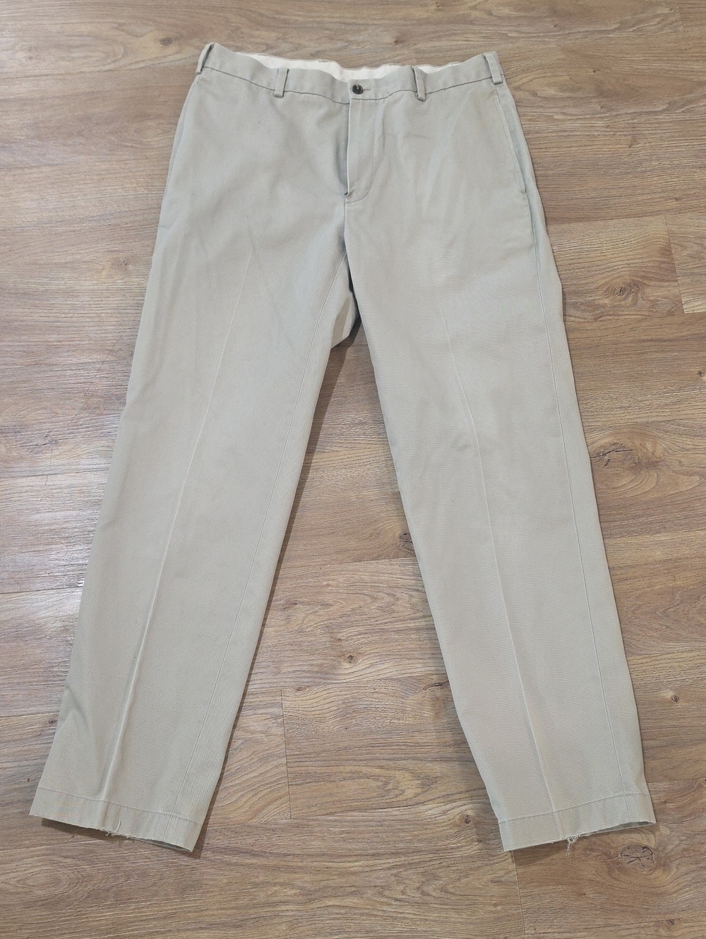 Brooks Brothers Grey/Beige Men's Chino Pants, Size 35/32, 100% Cotton